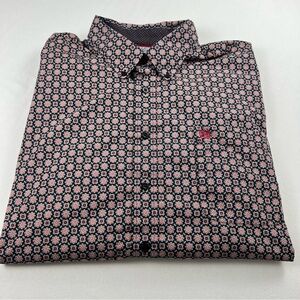 Cinch Casual Shirt Mens L Geometric Design Flip Cuff Western Cowboy Rodeo Ranch